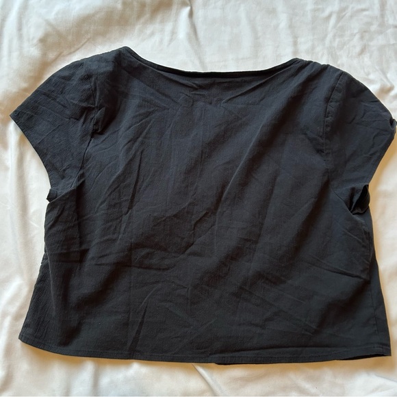Abercrombie & Fitch short sleeve corset blouse in black Size Large - Picture 5 of 7
